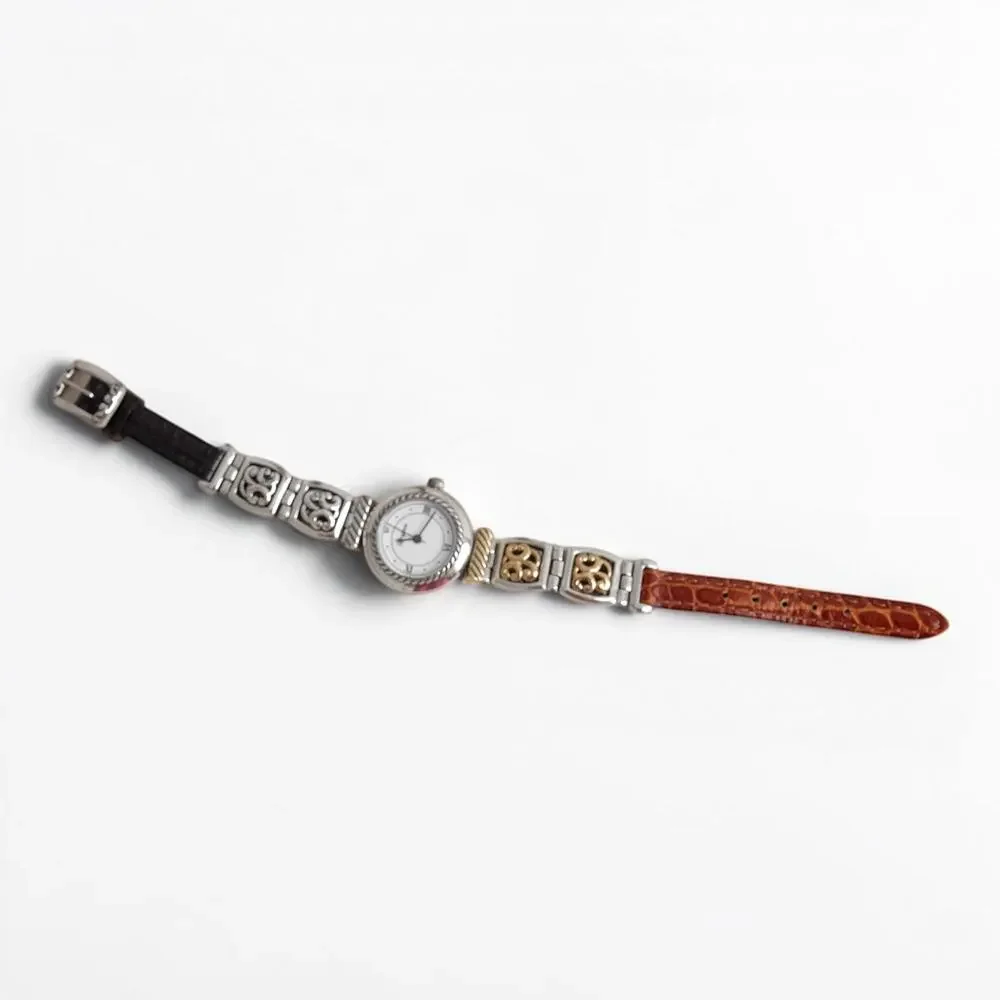 Brighton Camden Two Tone Reversible Watch Black Brown Leather Buckle W3250